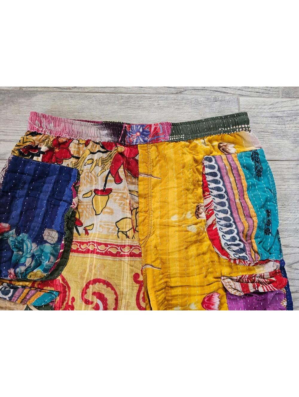 Men's Kaantha Karma Patch Shorts Pockets Handcrafted With Love Size X Large Boho - Picture 5 of 14